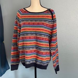 Tommy Hilfiger Sweater Womens Size XL Blue Red Fair Isle Granny Core Knit
